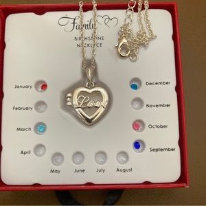 Family Birthstone Necklace Love, Silver Color